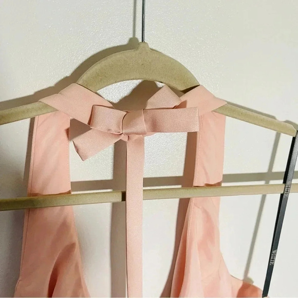 NWT Vera Wang White V-Neck Halter Gown Bridesmaid Dress with Sash Blush Wedding - Picture 4 of 13